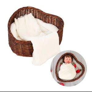 Heart Basket with white Plush Liner for newborn photography $89 on Amazon